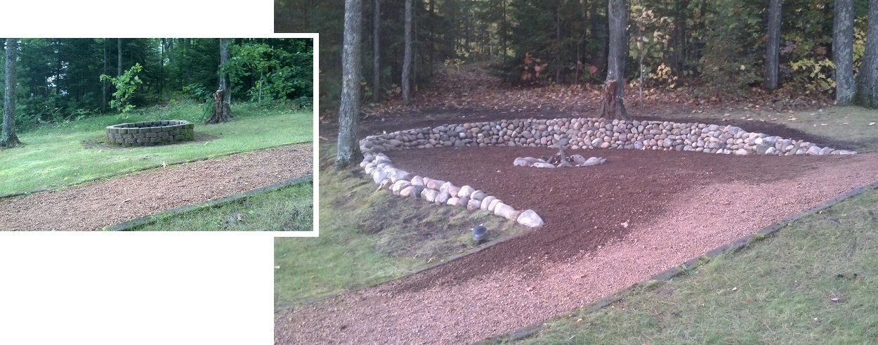firepit and retaining wall